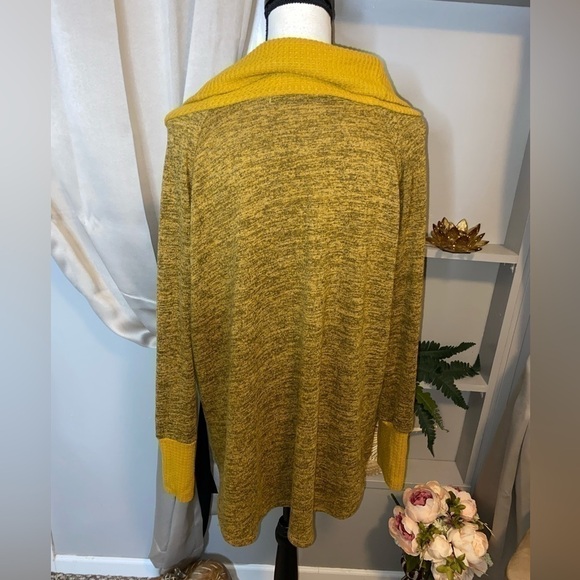 New York Laundry GUC XL Cowl Neck Button Detail Darker Mustard Yellow Sweater - Picture 7 of 14